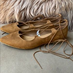 Brown lace up flats